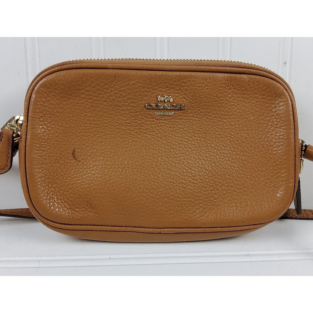 Coach Pebbled Leather F30259 Crossbody Shoulder Handbag Purse Brown